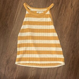 American Eagle Outfitters Mustard and Cream Striped Tank Top